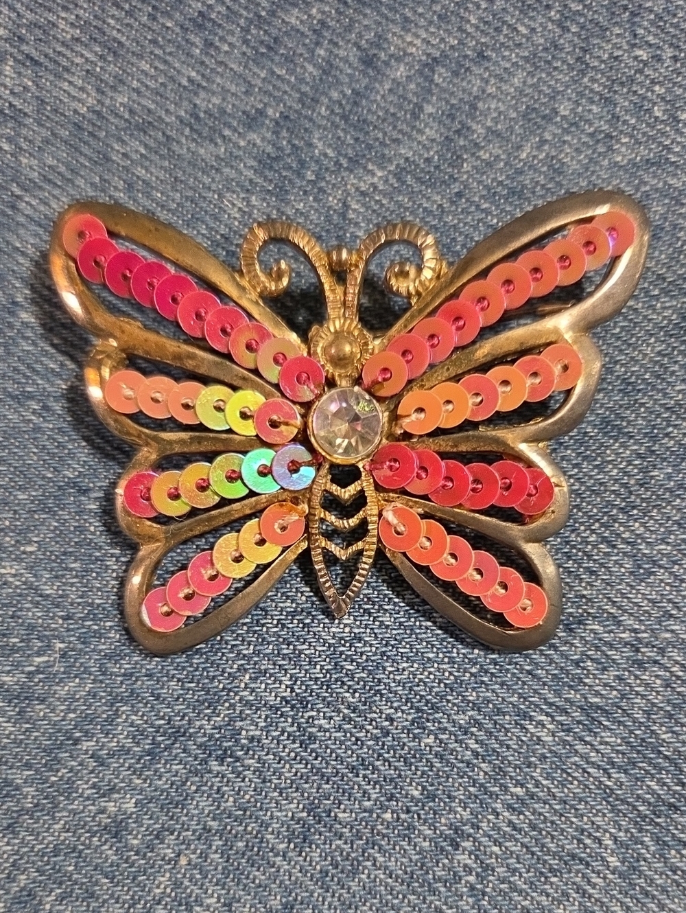 Women’s Butterfly Sequin Brooch - Multicolor